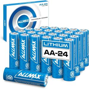imageAllmax AA Lithium Maximum Power Batteries 12 Count  Longest Lasting Leakproof 20Year Shelf Life  Perfect for Blink Security Cameras Smoke Detectors and More  15V24 Count Pack of 1