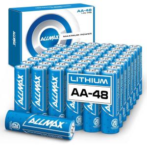 imageAllmax AA Lithium Maximum Power Batteries 12 Count  Longest Lasting Leakproof 20Year Shelf Life  Perfect for Blink Security Cameras Smoke Detectors and More  15V48 Count Pack of 1