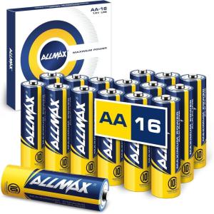 imageAllmax AA Maximum Power Alkaline Double A Batteries 16 Count  Ultra LongLasting 10Year Shelf Life Leakproof Design Superior Performance  15V16 Count Pack of 1