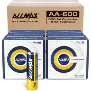 imageAllmax AA Maximum Power Alkaline Double A Batteries 16 Count  Ultra LongLasting 10Year Shelf Life Leakproof Design Superior Performance  15V600 Count Pack of 1