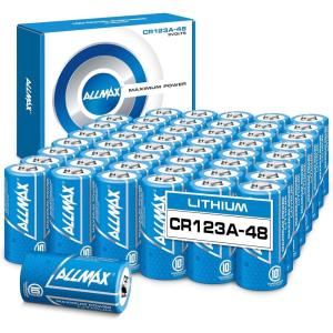 imageAllmax CR123A Lithium Maximum Power Batteries 6 Count  Longest Lasting Leakproof 10Year Shelf Life  Perfect for Digital Cameras Security Systems and More  3V48 Count Pack of 1