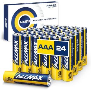 imageAllmax AAA Maximum Power Alkaline Triple A Batteries 24 Count  Ultra LongLasting 10Year Shelf Life Leakproof Design Superior Performance  15V24 Count Pack of 1