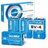imageAllmax 9V Maximum Power Lithium Batteries 4 Count  Longest Lasting Leakproof 10Year Shelf Life Ultimate Performance  Perfect for Smoke Detectors 9 Volt4 Count Pack of 1
