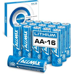 image:imageAllmax AA Maximum Power Lithium Batteries 16 Count  Longest Lasting Leakproof 20Year Shelf Life Ultimate Performance Perfect for Blink Security Cameras 15V16 Count Pack of 1